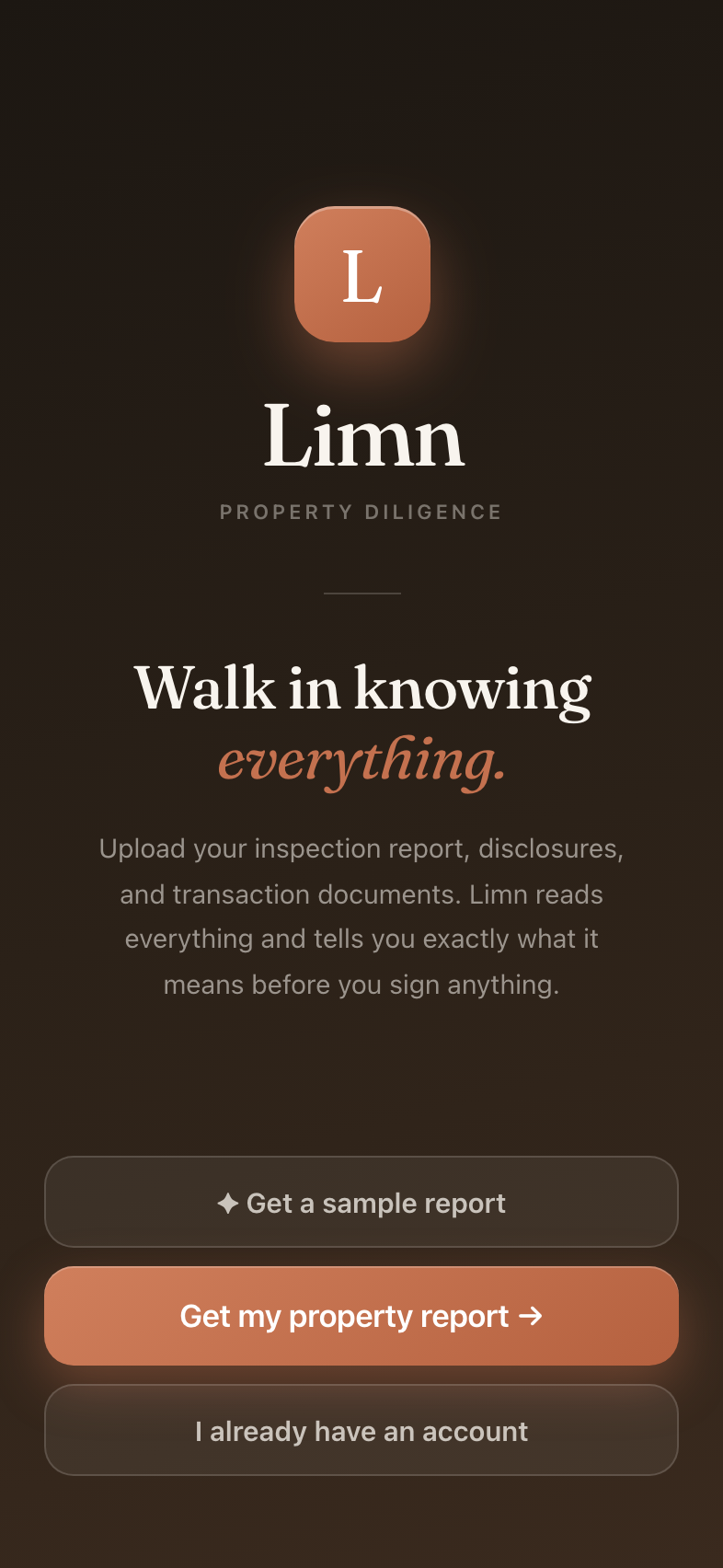 Limn Pro welcome screen